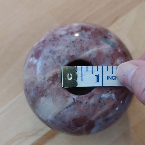 PINK MARBLE CANDLE HOLDER Two Inches High - Picture 4 of 5